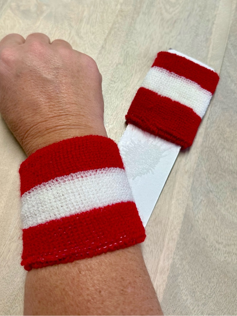 Vintage 80’s Red and White Striped Sports Wristband Sweatbands
